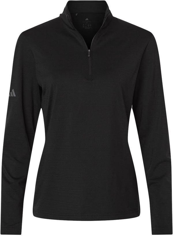 Am image of a Custom Adidas Women's Textured Stripe Quarter Zip Pullover in Black!