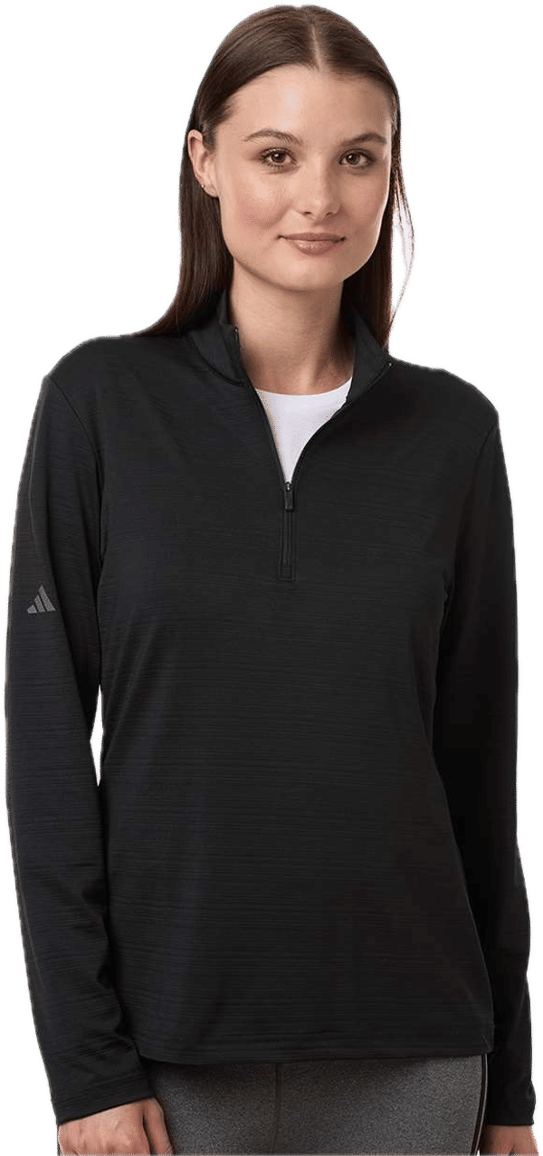 An image of a Custom Adidas Women's Textured Stripe Quarter Zip Pullover!