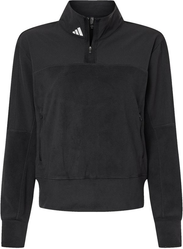 An image of a Custom Adidas Womens Fleece Quarter Zip Pullover in Black!
