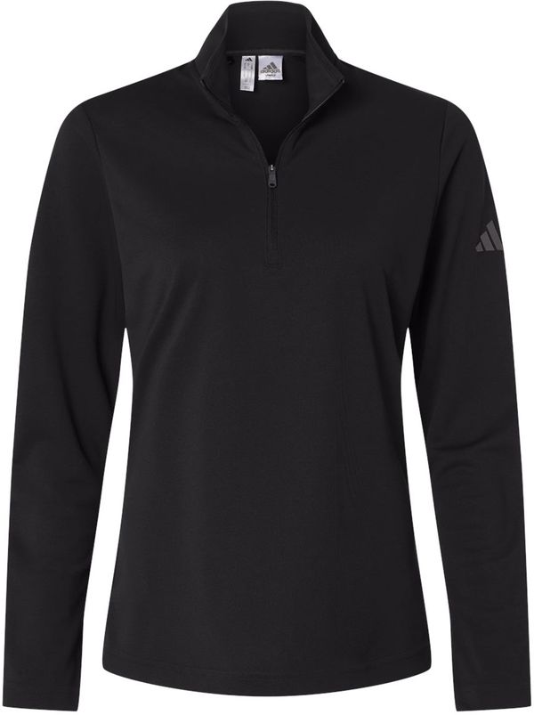 An image of a Custom Adidas Womens Lightweight QuarterZip Pullover in Black!
