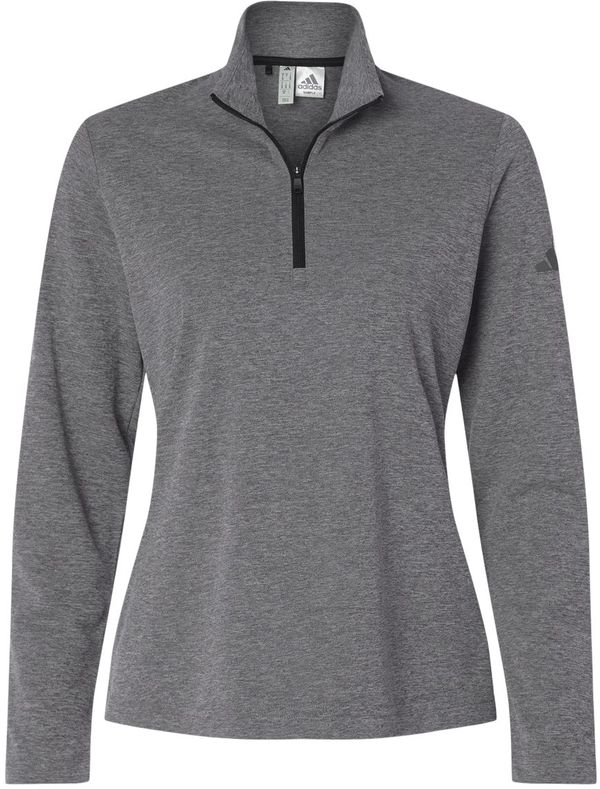 An image of a Custom Adidas Womens Lightweight QuarterZip Pullover in Black Heather!