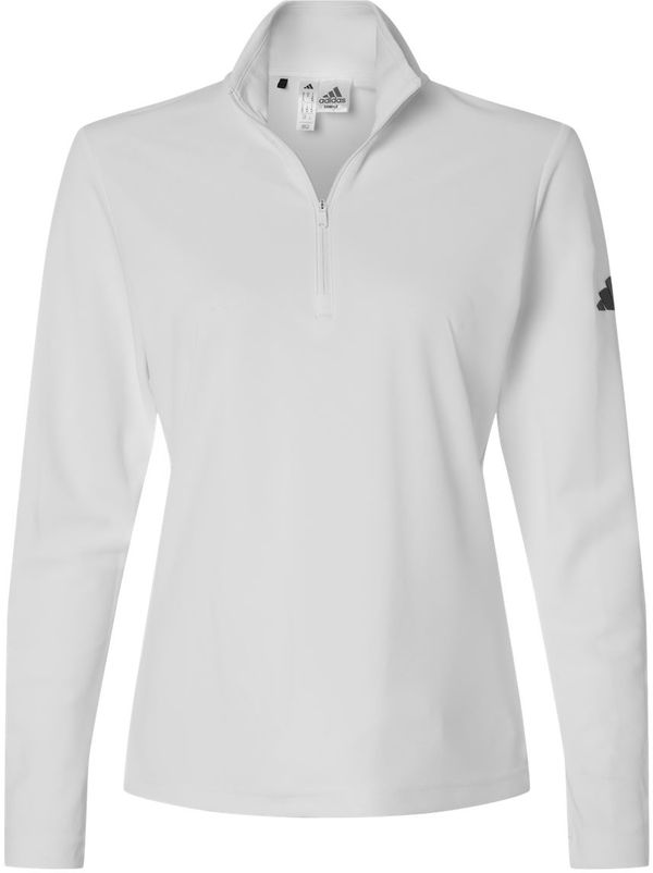 An image of a Custom Adidas Womens Lightweight QuarterZip Pullover in White!