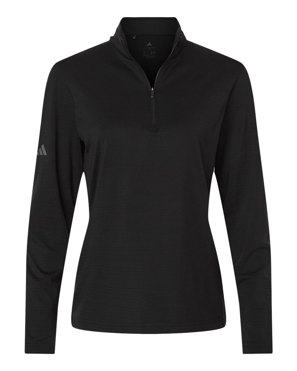 Adidas Womens Textured Stripe Quarter Zip Pullover in Black