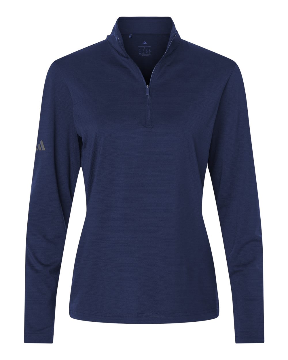 Adidas Womens Textured Stripe Quarter Zip Pullover in Dark Blue
