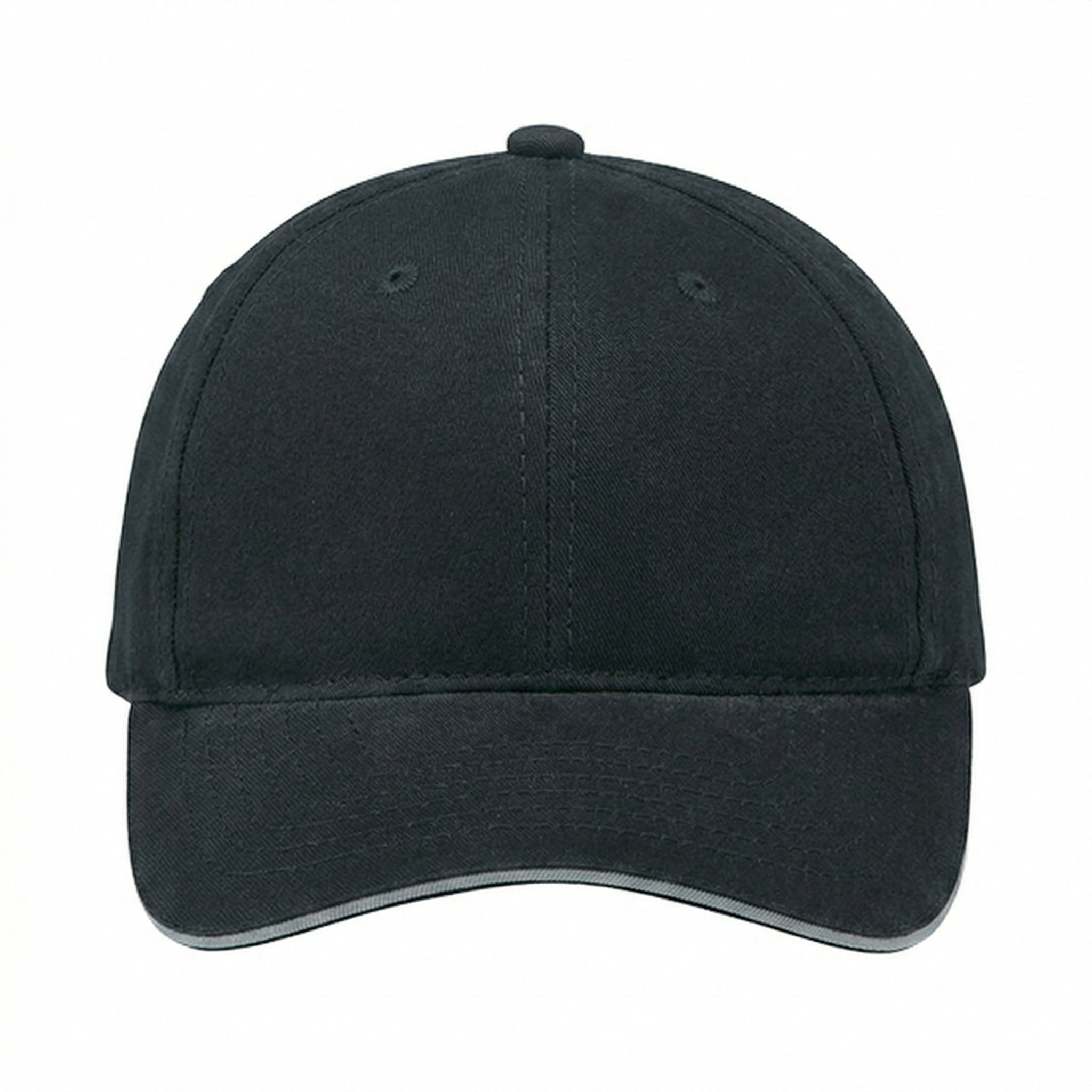 AJM Brushed Cotton Drill Sandwich Bill Cap in Black/Slate