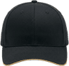 An image of a Custom AJM Brushed Cotton Drill Sandwich Bill Cap in Black/Tan!