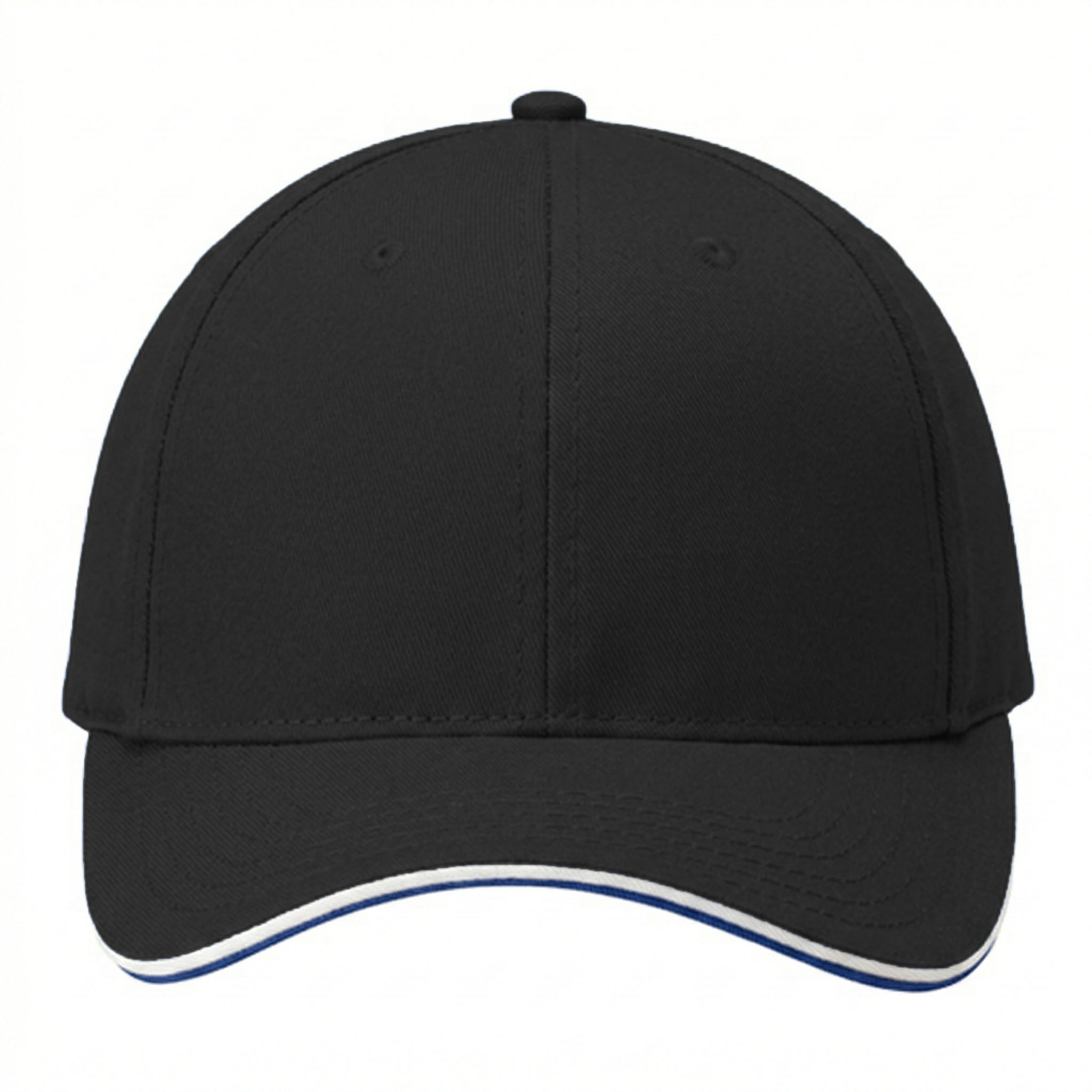 AJM Brushed Cotton Drill Sandwich Bill Cap in Black/White