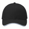 An image of a Custom AJM Brushed Cotton Drill Sandwich Bill Cap in Black/White!