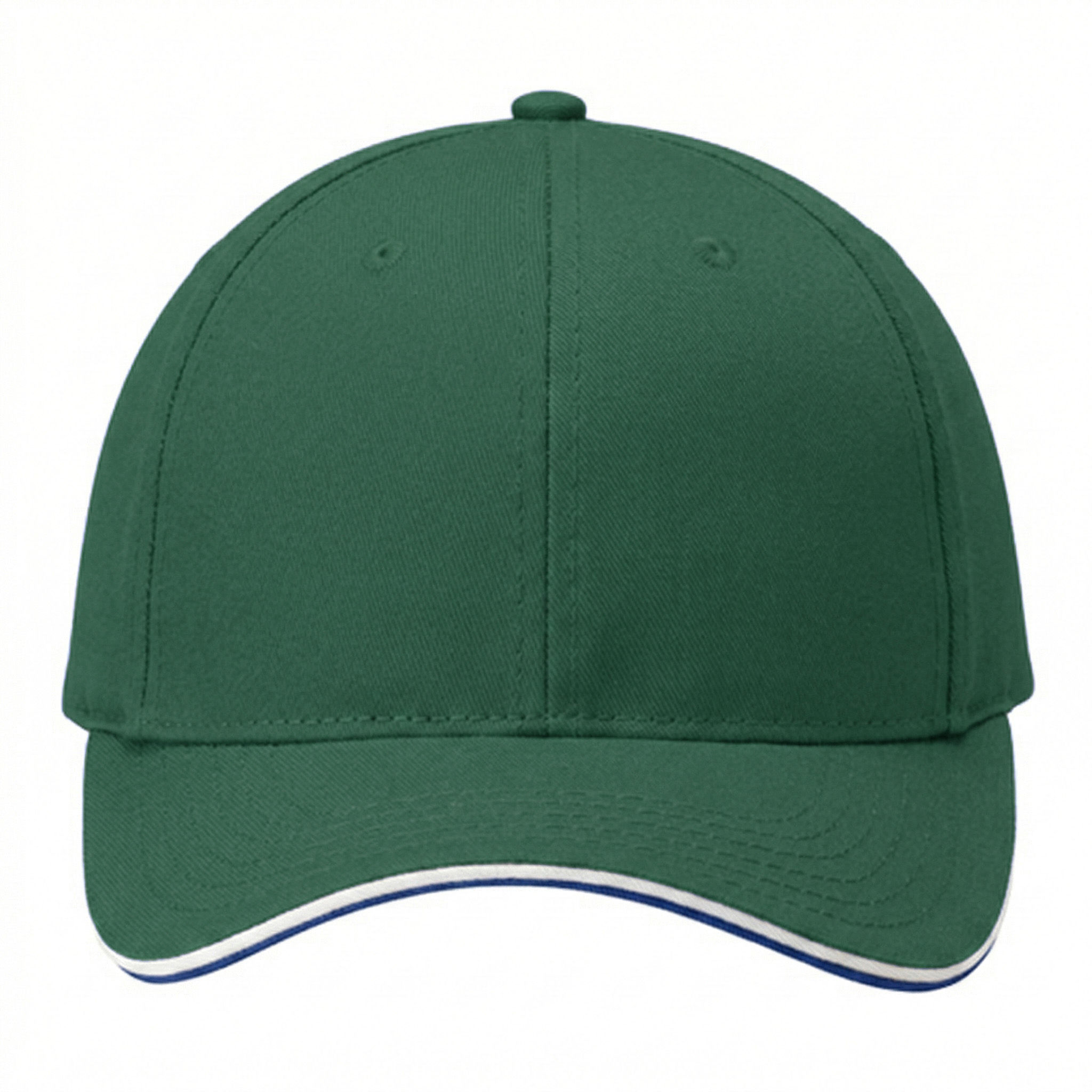 AJM Brushed Cotton Drill Sandwich Bill Cap in Forest Green/White