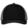 An image of a Custom AJM Deluxe Chino Twill Cap in Black/Black/Charcoal!