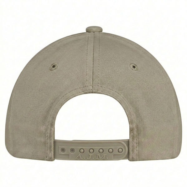 An image of a Custom AJM Deluxe Chino Twill Cap in Brown/Brown/Tan!