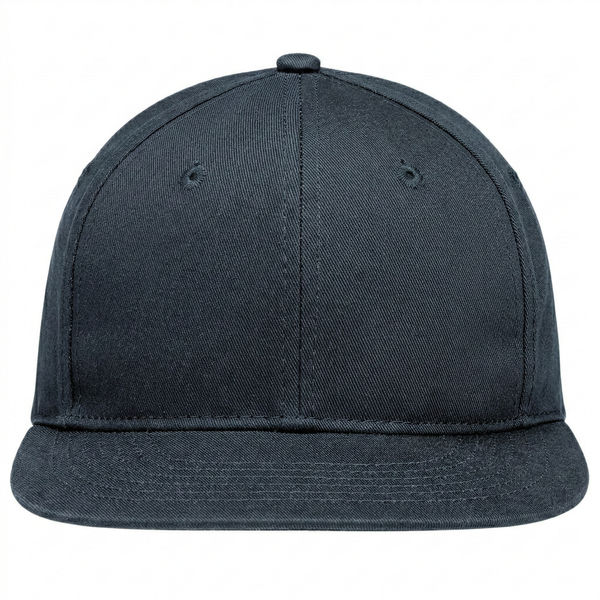 An image of a Custom AJM Flat Peak Deluxe Chino Twill Cap in Navy!