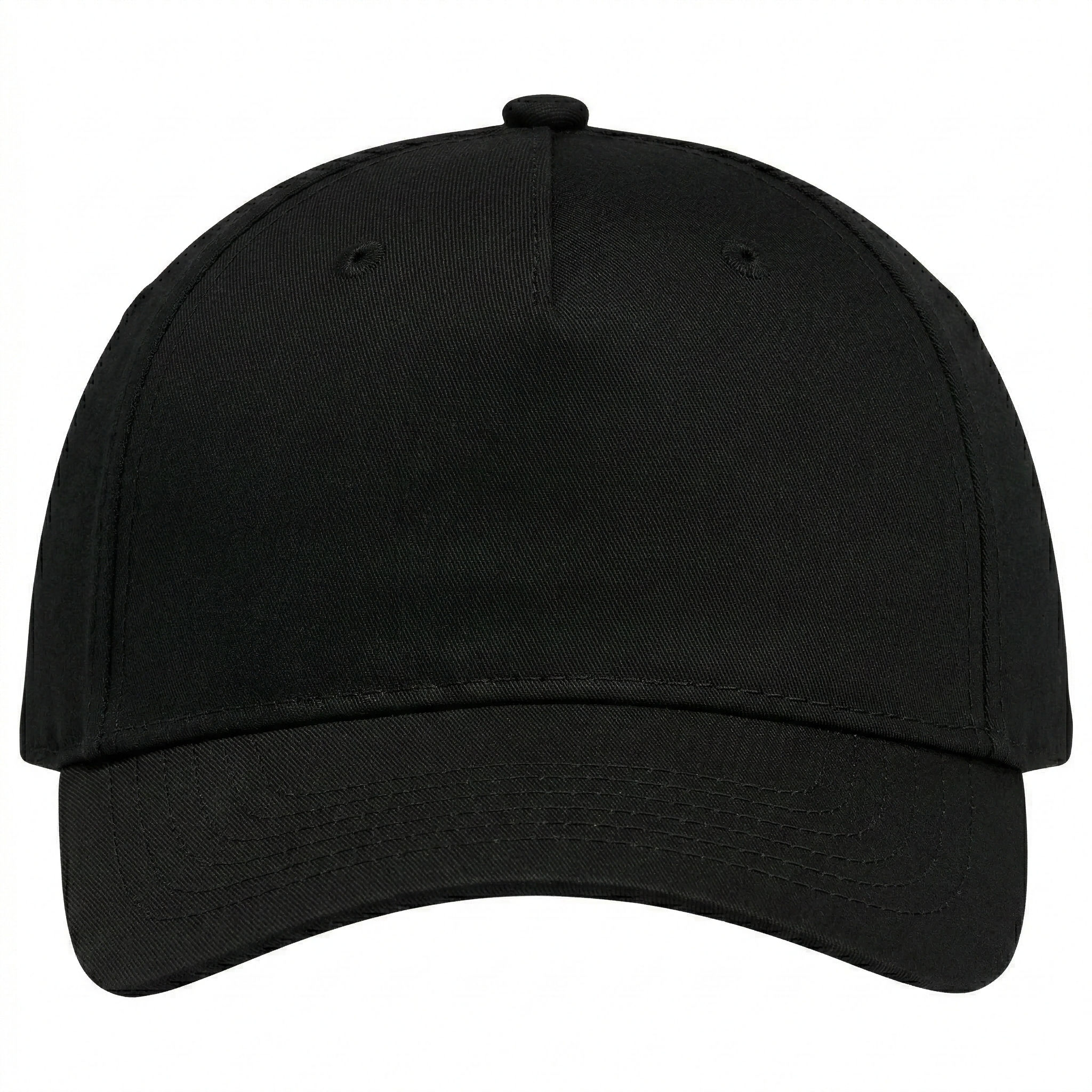AJM Polycotton 5 Panel Constructed Full Fit Five Cap in Black