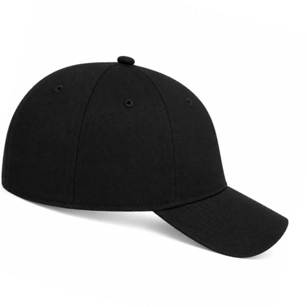 An image of a Custom AJM Polycotton 5 Panel Constructed Full Fit Five Cap in Black!