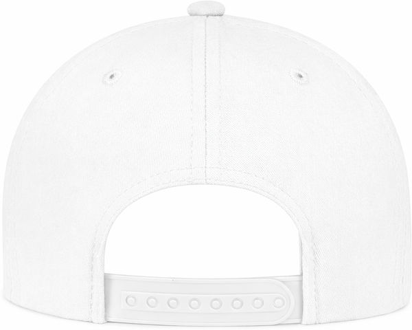An image of a Custom AJM Polycotton 5 Panel Constructed Full Fit Five Cap in White!