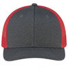 An image of a Custom AJM Polyester Heather Nylon Mesh Hat in Black/Red!