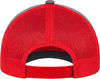 An image of a Custom AJM Polyester Heather Nylon Mesh Hat in Black/Red!