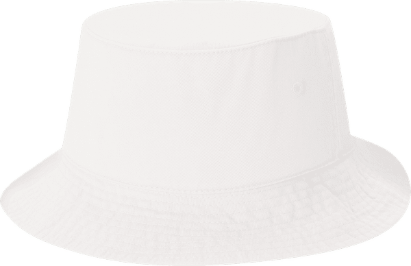 Am image of a Custom AJM Washed Cotton Drill Deluxe Bucket Hat in White!