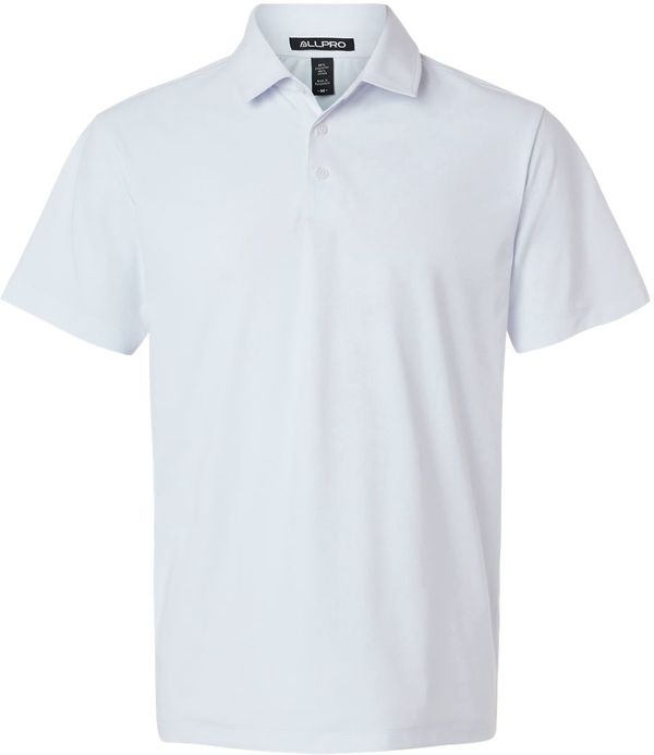 Am image of a Custom AllPro Mens Pro Flex Sorona Polo in White!