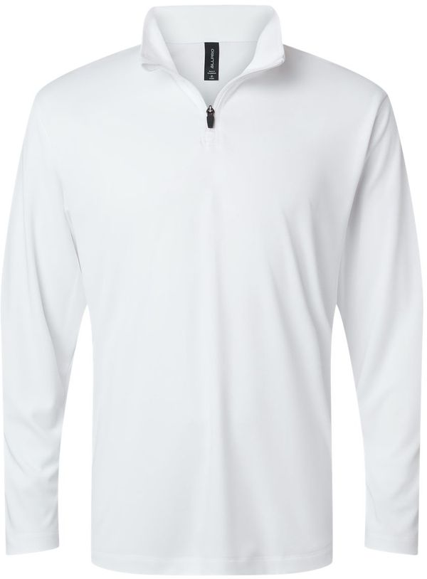 Am image of a Custom AllPro Mens Pro Lock Performance Quarter Zip Pullover in White!