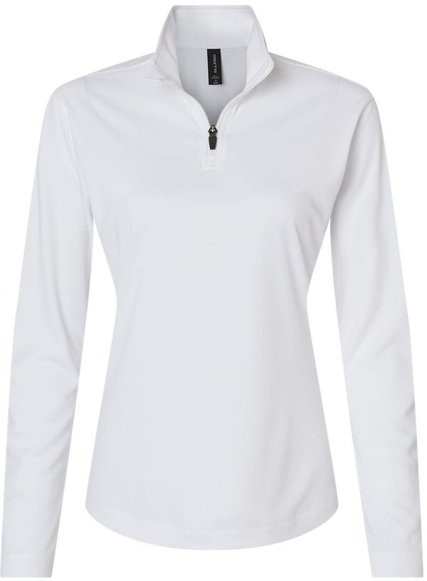 Am image of a Custom AllPro Womens Pro Lock Performance Quarter Zip Pullover in White!