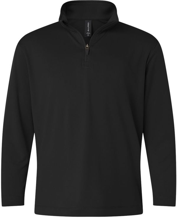Am image of a Custom AllPro Youth Pro Lock Performance Quarter Zip Pullover in Black!