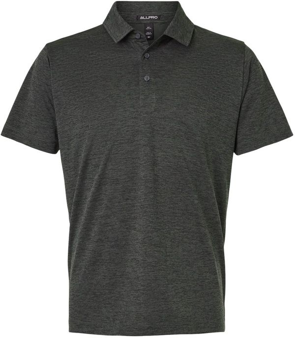 An image of a Custom All Pro Mens Pro Lock Performance Melange Polo in Black Melange!