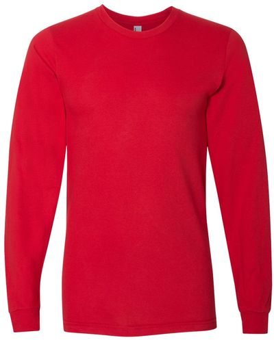 Am image of a Custom American Apparel Fine Jersey Long Sleeve Tee in Red!