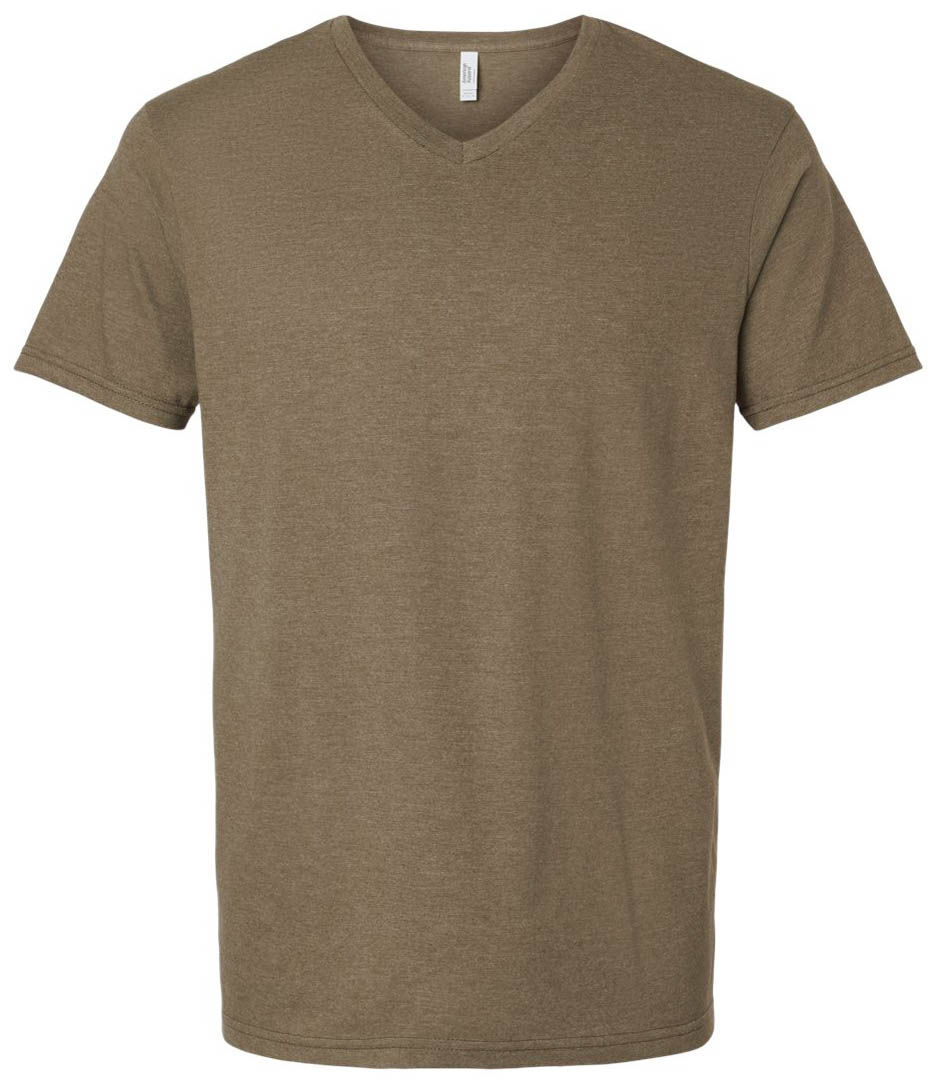 American Apparel Unisex CVC V Neck Tee in Heather Army