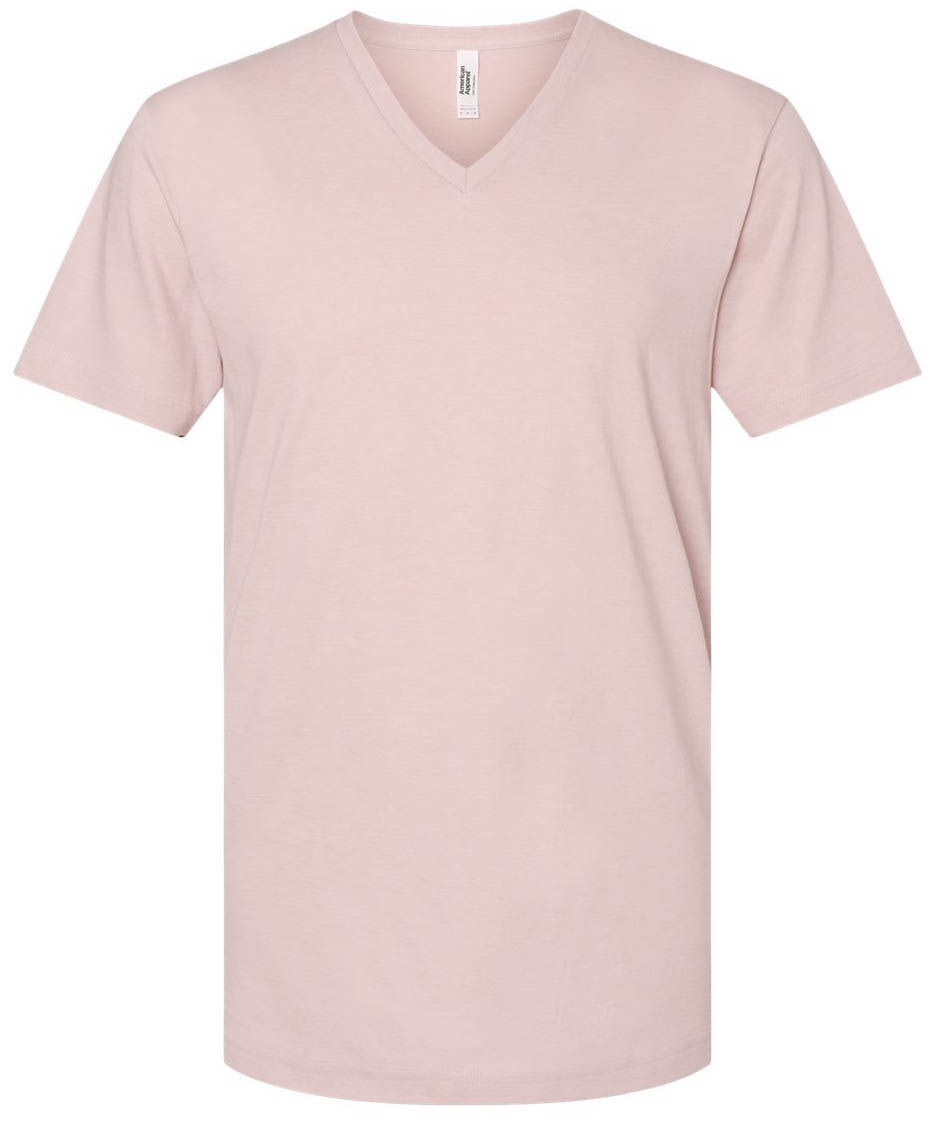 American Apparel Unisex CVC V Neck Tee in Heather Blush