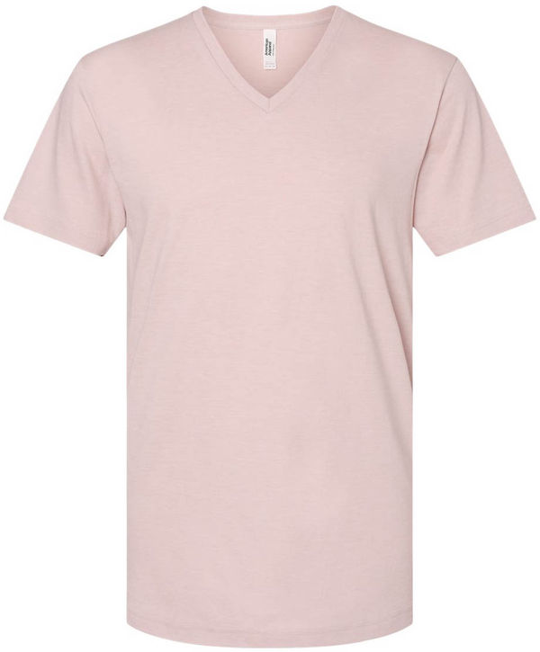 An image of a Custom American Apparel Unisex CVC V Neck Tee in Heather Blush!
