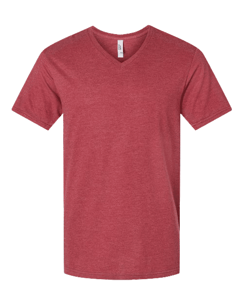 American Apparel Unisex CVC V Neck Tee in Heather Cardinal