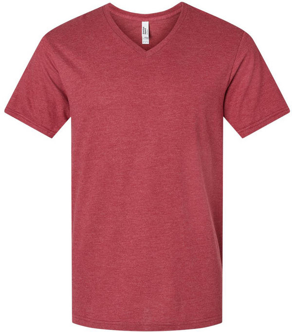 An image of a Custom American Apparel Unisex CVC V Neck Tee in Heather Cardinal!