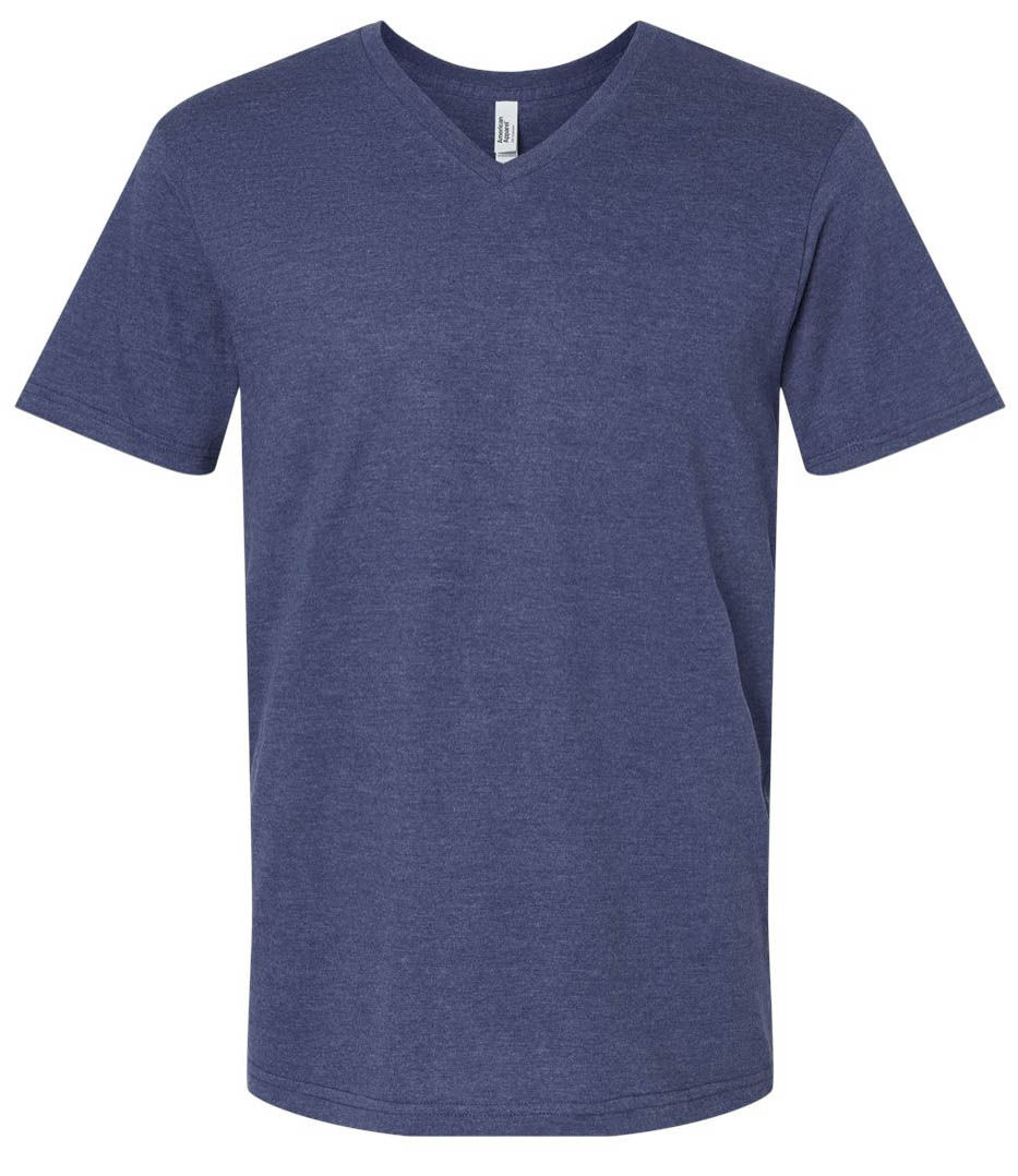 American Apparel Unisex CVC V Neck Tee in Heather Indigo