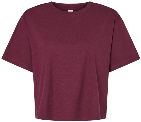 Am image of a Custom American Apparel Womens Fine Jersey Boxy Tee in Burgundy!