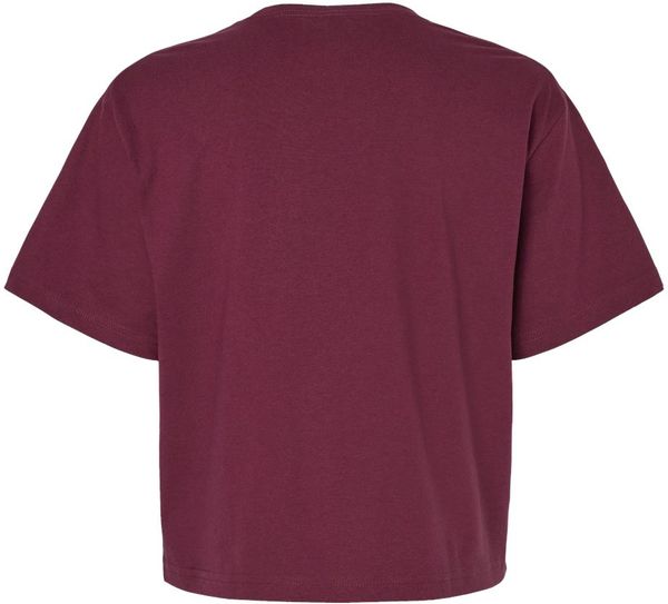 Am image of a Custom American Apparel Womens Fine Jersey Boxy Tee in Burgundy!