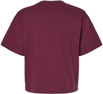 Am image of a Custom American Apparel Womens Fine Jersey Boxy Tee in Burgundy!