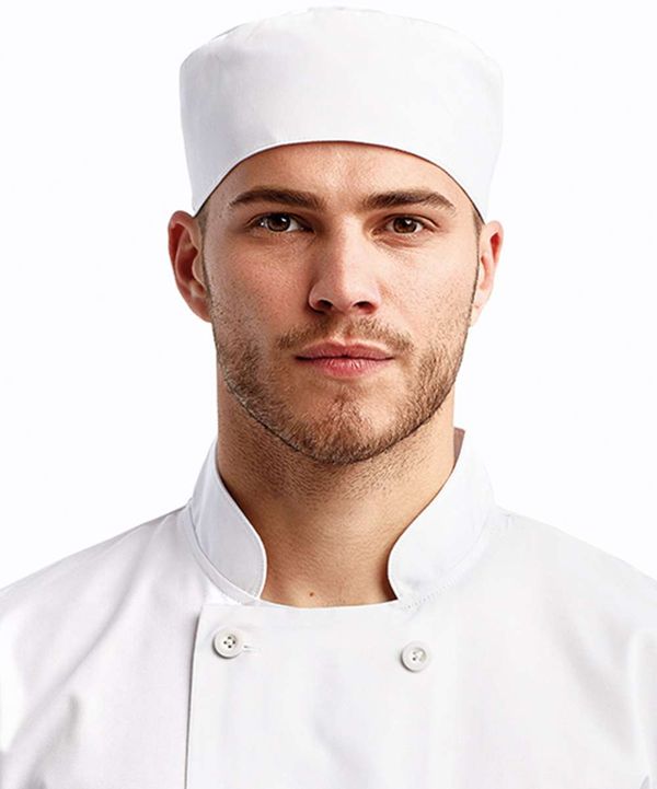Am image of a Custom Artisan Collection by Reprime Unisex Chef's Beanie in White!