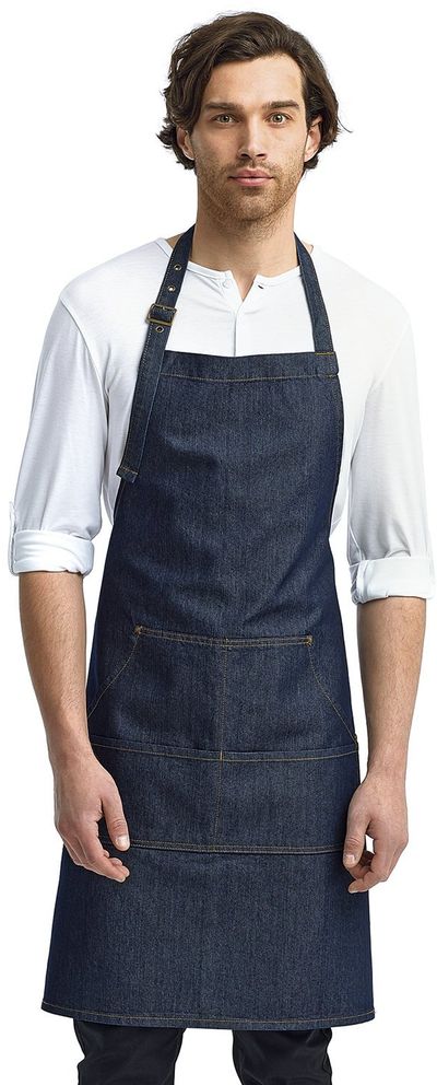 An image of a Custom Artisan Collection by Reprime Unisex Jeans Stitch Denim Bib Apron!