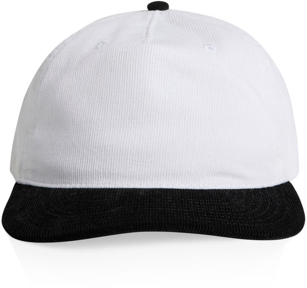 Am image of a Custom AS Colour Class Cord Two Tone Cap in White/Black!