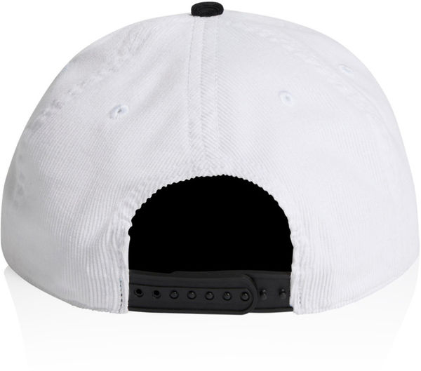 Am image of a Custom AS Colour Class Cord Two Tone Cap in White/Black!