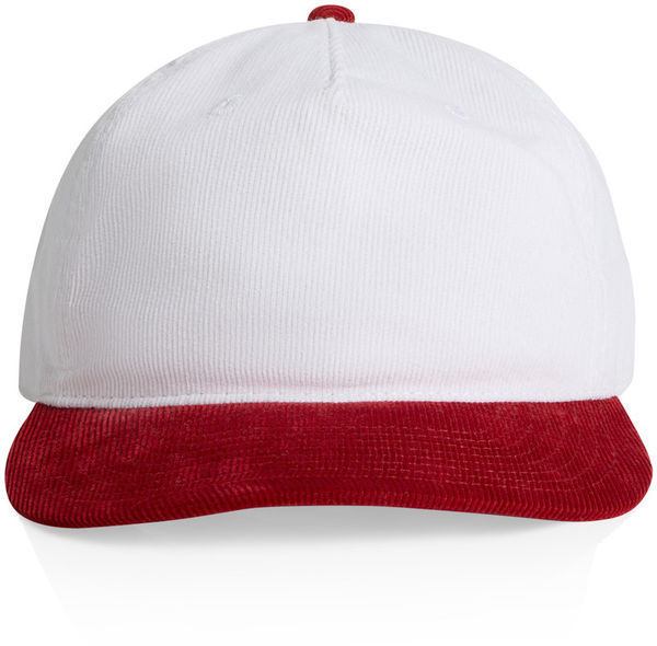 Am image of a Custom AS Colour Class Cord Two Tone Cap in White/Cardinal!