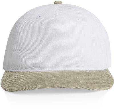 Am image of a Custom AS Colour Class Cord Two Tone Cap in White/Eucalyptus!