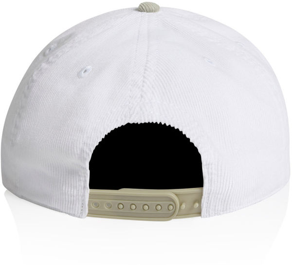 Am image of a Custom AS Colour Class Cord Two Tone Cap in White/Eucalyptus!