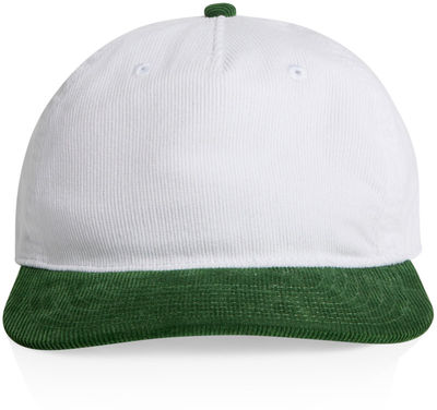 Am image of a Custom AS Colour Class Cord Two Tone Cap in White/Forest!