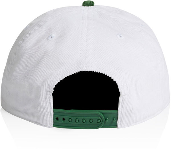 Am image of a Custom AS Colour Class Cord Two Tone Cap in White/Forest!