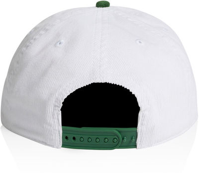 Am image of a Custom AS Colour Class Cord Two Tone Cap in White/Forest!