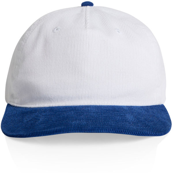 Am image of a Custom AS Colour Class Cord Two Tone Cap in White/Liberty!