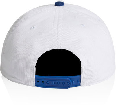 Am image of a Custom AS Colour Class Cord Two Tone Cap in White/Liberty!