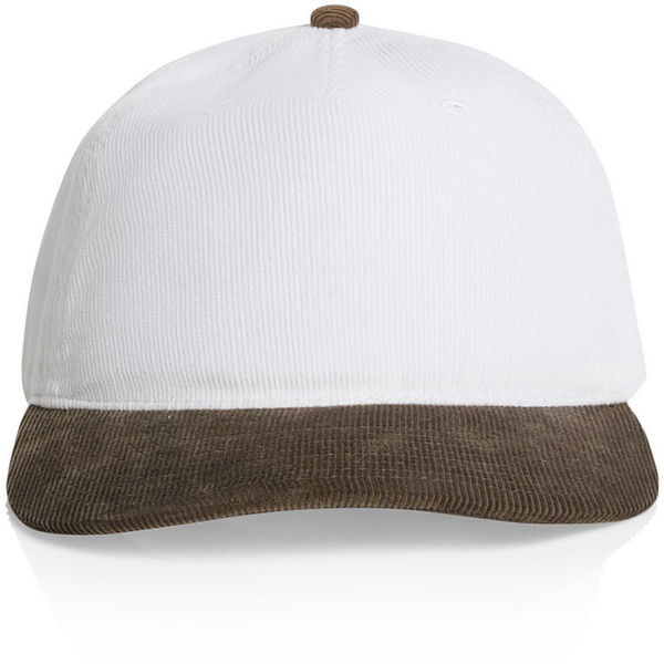 Am image of a Custom AS Colour Class Cord Two Tone Cap in White/Walnut!